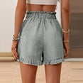 thumbnail image 3 of Womens Casual Shorts High Rise Elastic Waist Shorts Summer Ruffle Stripe Shorts, 3 of 5