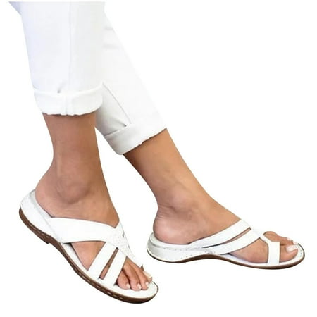 

YanHoo Clearance Boho Slide Sandals for Women Girls Dressy Low Wedge Sandal Casual Open Toe Flat Sandals Summer Beach Slip on Sandals Platform Sandals