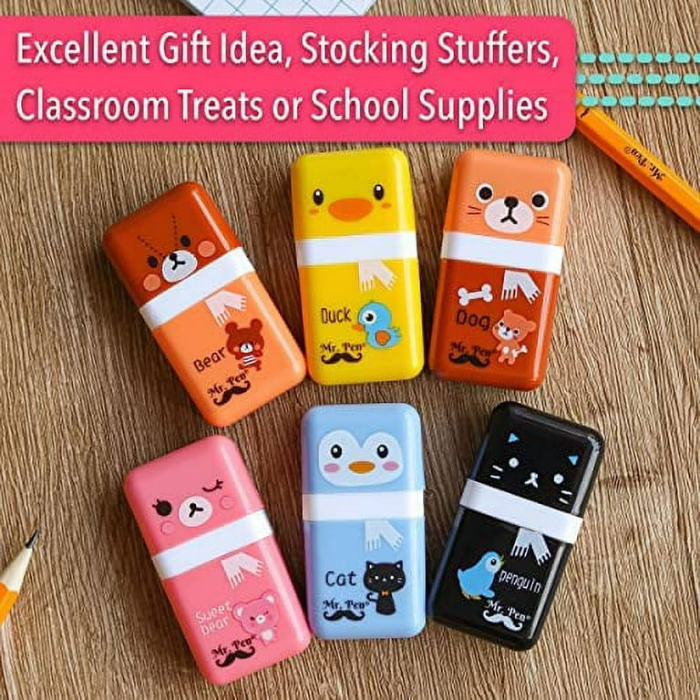 Mr. Pen- Erasers for Kids, 6 Pack, Eraser with Cover and Roller, School  Supplies, Erasers, Kids