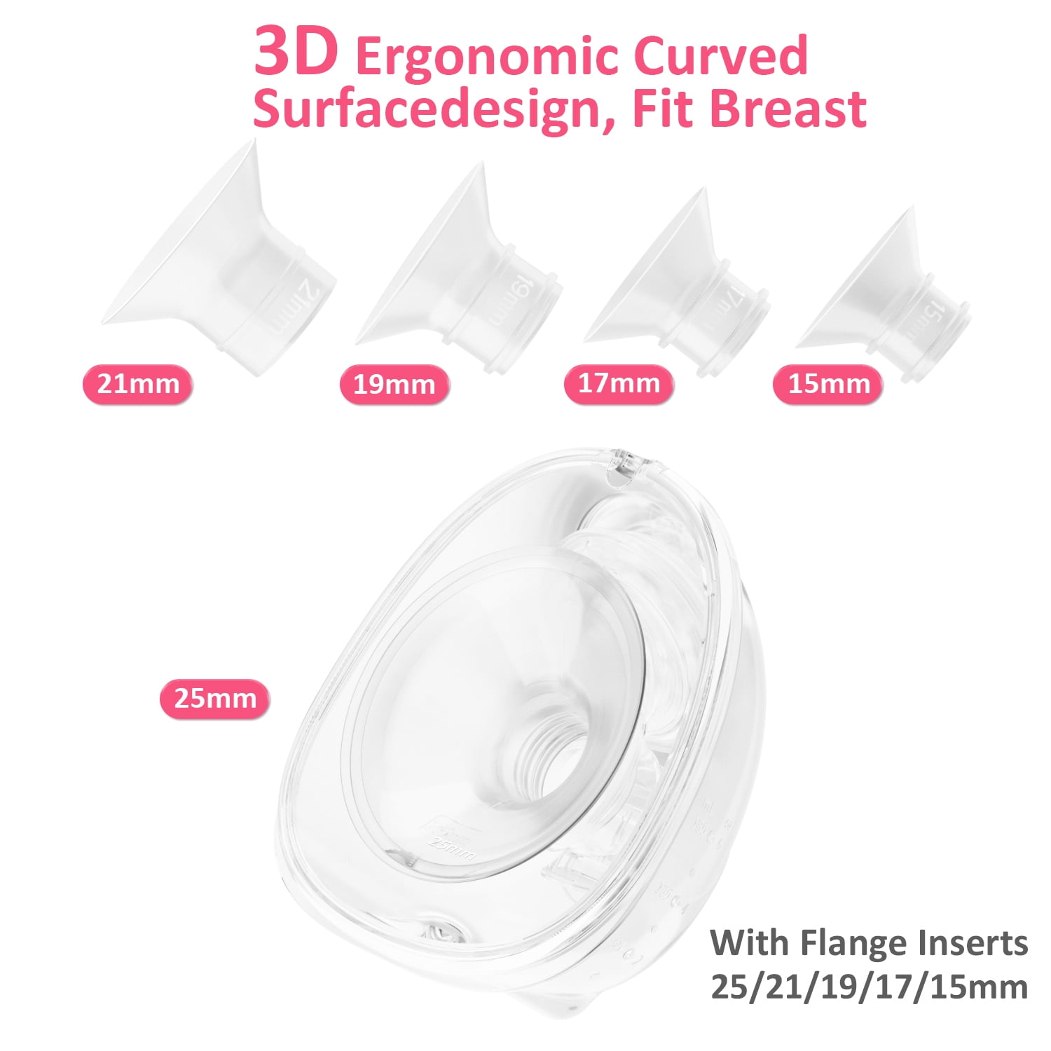Horigen D6 Pink Electric Wearable Handheld Breast Pump Silent Strong Suction 180ml/6oz