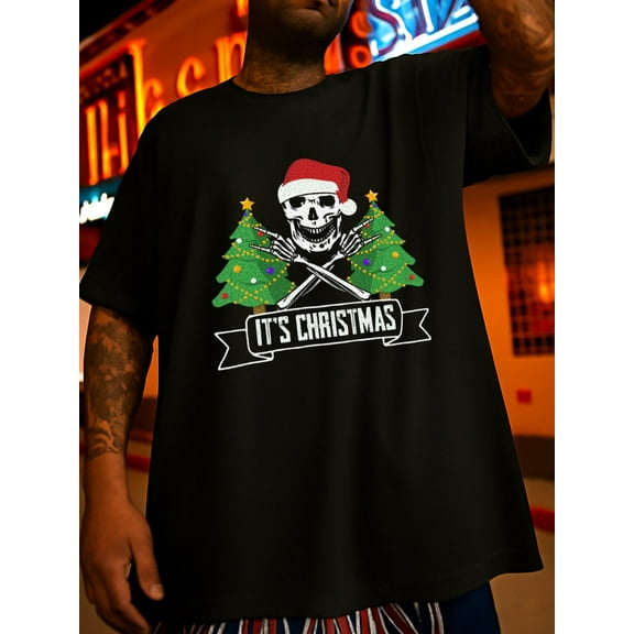 Skull Christmas Tree t shirts funny t shirts for men retro local warehouse black Refreshing and lightweight, perfect for summer sports and leisure wear clothing, perfect for every day