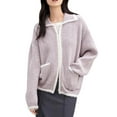 thumbnail image 2 of Busydd Womens Cardigan Sweaters Trendy Lapel Long Sleeve Open Front Sweaters for Women Casual Solid Color Knit Women's Cardigans Free Size, 2 of 5