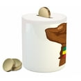thumbnail image 2 of Rasta Piggy Bank, Ethiopian Rebellion Wrist Flag Colors Art Print, Ceramic Coin Bank Money Box for Cash Saving, 3.6" X 3.2", Yellow Brown, by Ambesonne, 2 of 4