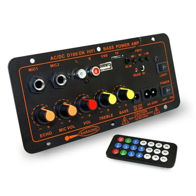 600W 5.0 MP3 Amplifier Board 12V 24V Dual Microphone AMP Module USB TF FM Car Music Lossless Bass Sound for Subwoofer ,Reduced Noise