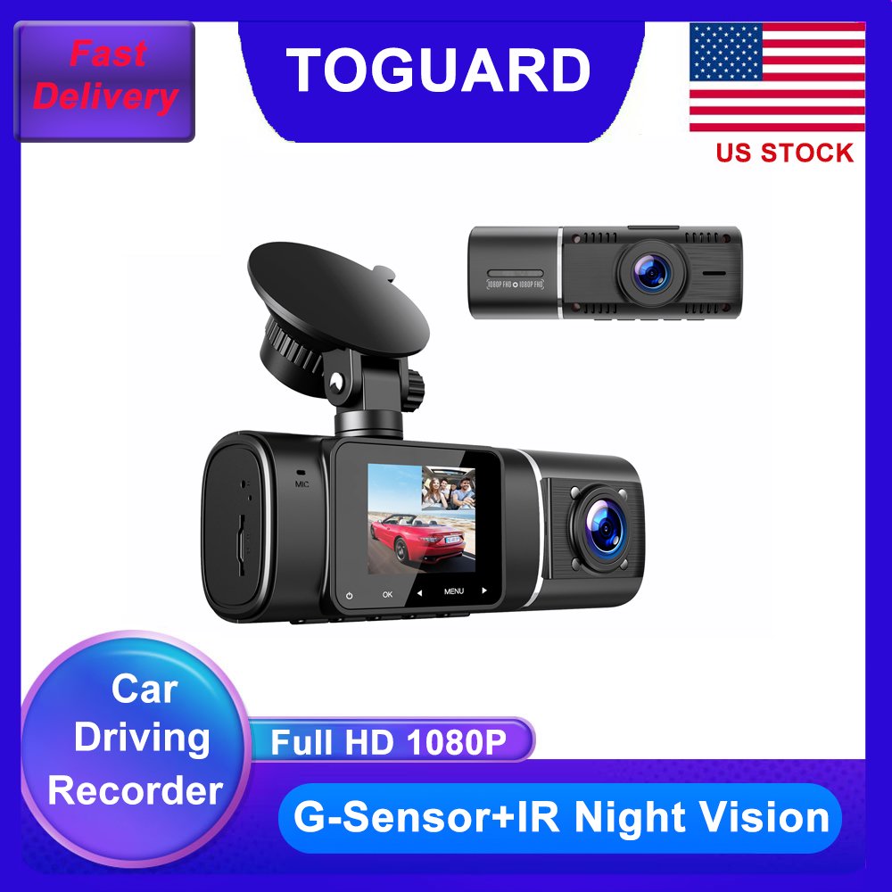 TOGUARD Uber Dual Dash Cam IR Night Vision Both HD 1080P Car DVR
