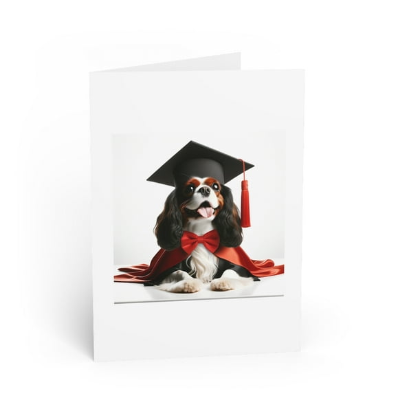 DistinctInk Greeting Card / Note Card - Cavalier Charles Spaniel Graduation - PACK of 25