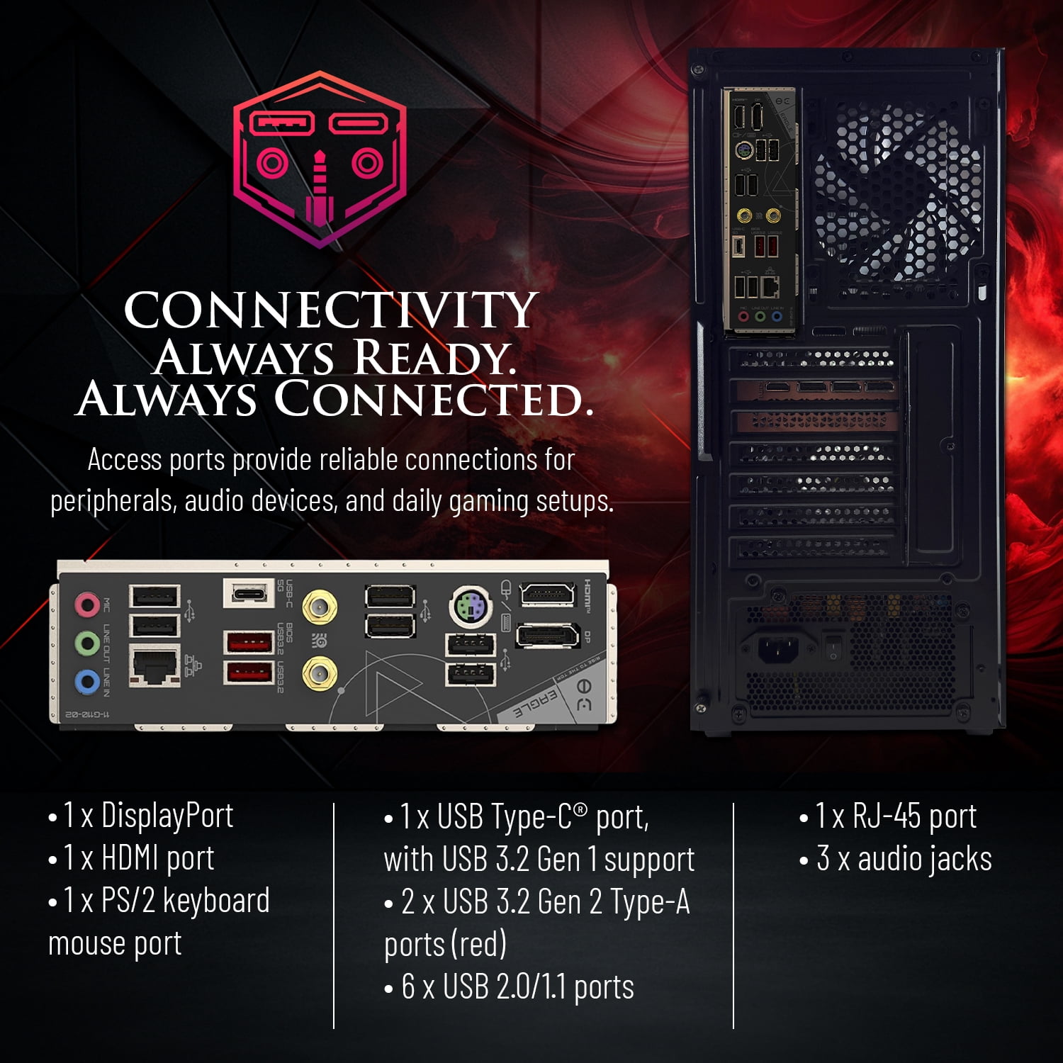 Hachiman PC Ronin Gaming PC, AMD Ryzen 5 9600X, NVIDIA GeForce RTX 5060 8GB, 32GB DDR5 6400MHz RGB, 1TB Gen4 NVMe SSD, Wi-Fi 6, Windows 11 Home, Desktop Computer