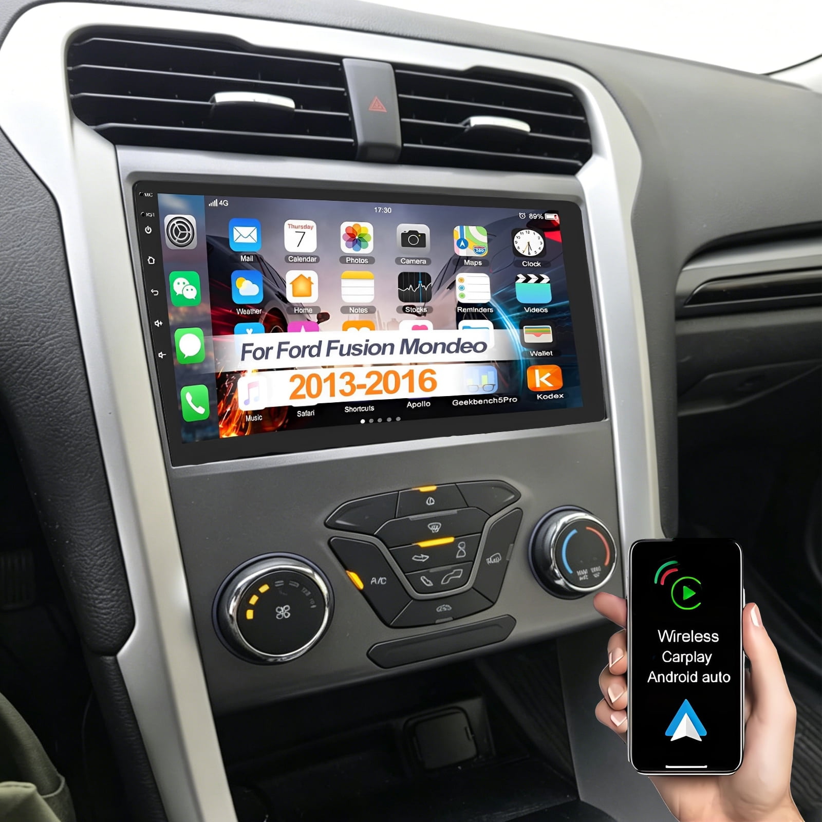 9" Android 13 Car Stereo for Ford Mondeo 2013-2016 Fusion 2017, 2+32GB with Wireless CarPlay & Android Auto GPS Navigation Bluetooth WiFi SWC