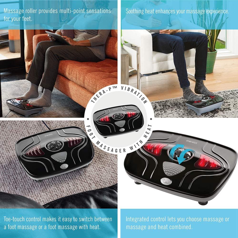 Homedics Vibration Foot Massager with Heat, Soothing Relief, FMV-400HJ-BK