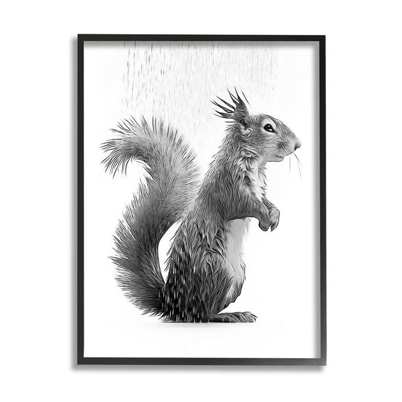 Stupell Industries Squirrel Bathroom Splash Animals & Insects Painting Black Framed Art Print Wall Art, 11 x 14