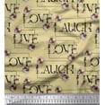 thumbnail image 1 of Soimoi Beige Heavy Canvas Fabric Floral Love Text Printed Craft Fabric by the Yard 58 Inch Wide, 1 of 3