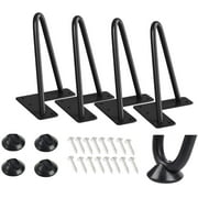 Y&Y Decor Heavy Duty Hairpin Furniture Legs, Metal Home DIY Projects for Nightstand, Coffee Table, Desk, etc with Rubber Floor Protectors Black 4PCS (6 inch)