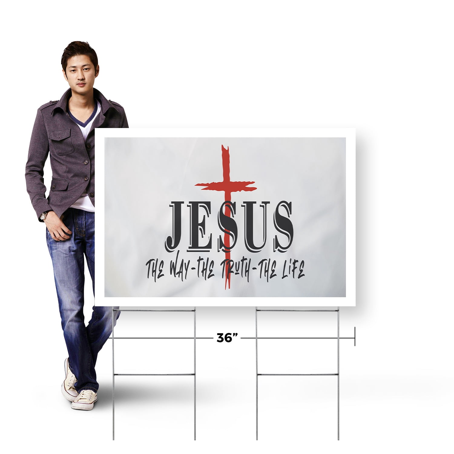Jesus the Way the Truth the Life Yard Sign 2 Pack of 24 Inch x 36 Inch Single Sided Weatherproof Heavy-Duty Plastic with Stake | Christian Faith, Biblical Message, Durable Material |