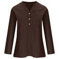 thumbnail image 4 of Womens Blouses Summer Solid Color Stank Button Long Sleeve Casual Smock Tops Streetwear, 4 of 5
