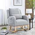 thumbnail image 2 of High Back Fabric Rocker Armchair with Pillow and Storage / Ideal for Living Area, 2 of 6