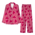 thumbnail image 2 of VISALY Womens Valentine Pajamas Bow Printed Button Down Sleepwear Lounge Set Nightwear Night Suits Pajama Set Comfy Pajamas Set Lightweight Sets Sleepwear Sets Loungewear Sets Pajama Sets Hot Pink L, 2 of 3