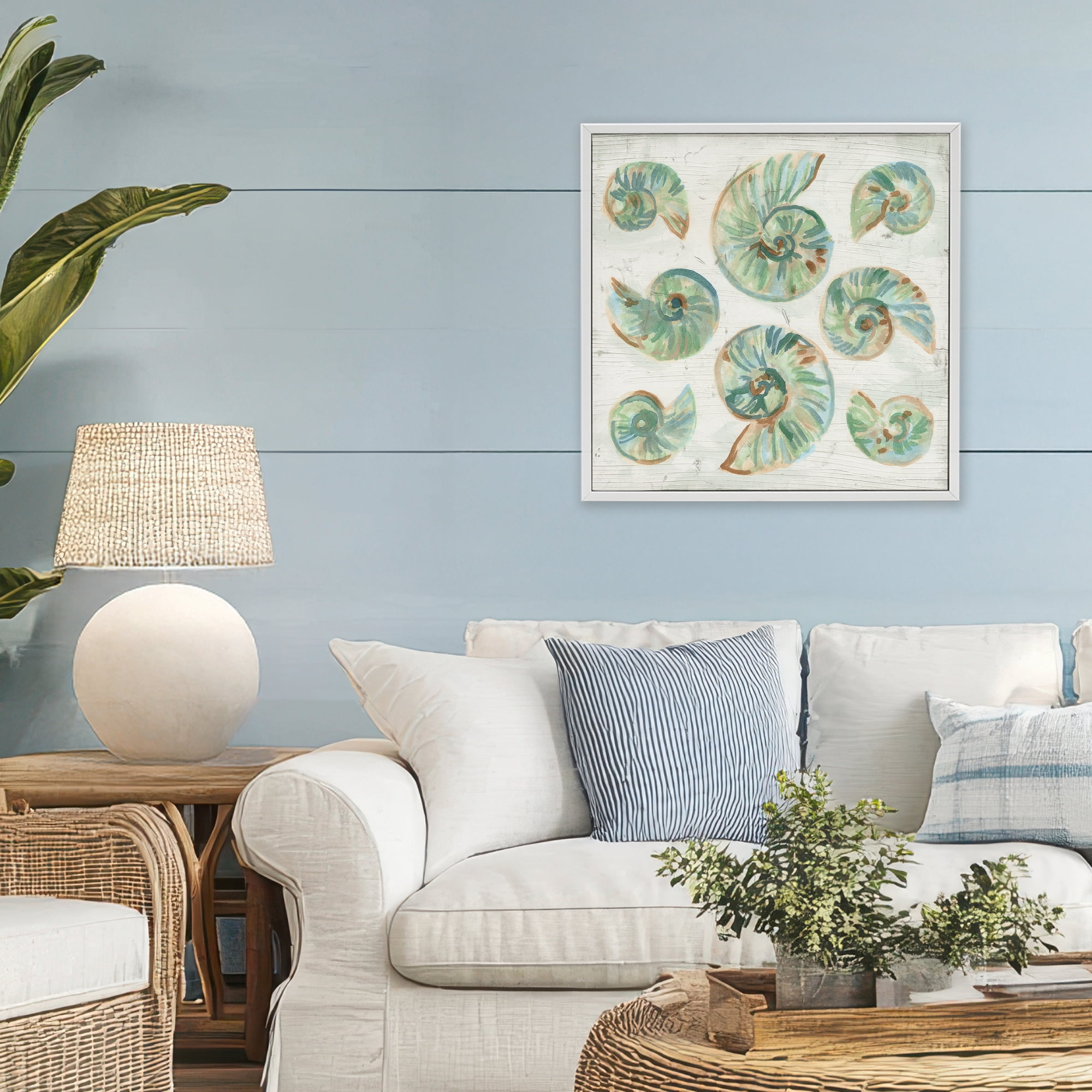 Stupell Industries Organic Saltwashed Shells White Framed Giclee Art, design by June Erica Vess