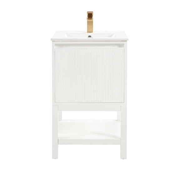 ELESHINE 20 in Freestanding Bathroom Vanity Solid Wood Pre-Assembled- White
