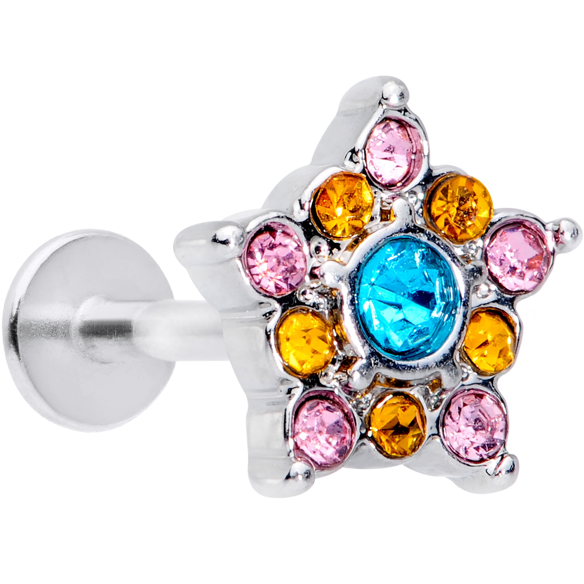 Body Candy Body Candy Womens 16G 316L Steel Pink Blue Accent Star