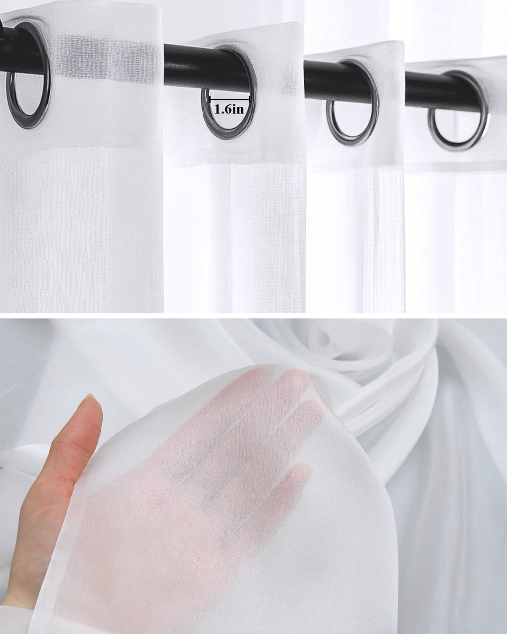 Linen Mint Green Sheer Curtains 54 Inch Length 2 Panels Set for Living Room/Bedroom, Modern Minimalist Pure Solid Color Kitchen Curtains Grommet Semi-Sheer Curtains Drapes Window Treatments 42"x54"x2