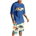 thumbnail image 2 of BXINGOHAI Men's 2 Piece Outfits Tropical Print Short Sleeve Button Down Hawaiian Shirt and Shorts Set Sale Blue,4XL, 2 of 5