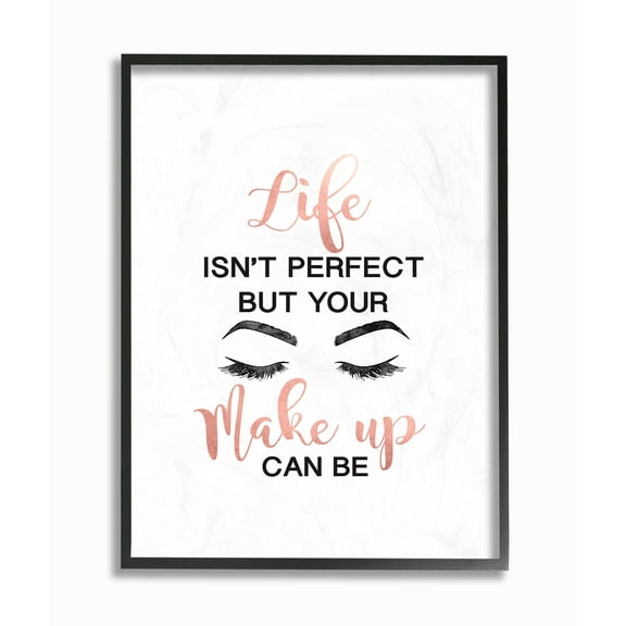 The Stupell Home Decor Perfect Make Up with Lashes Fashion Typography Framed Texturized Art