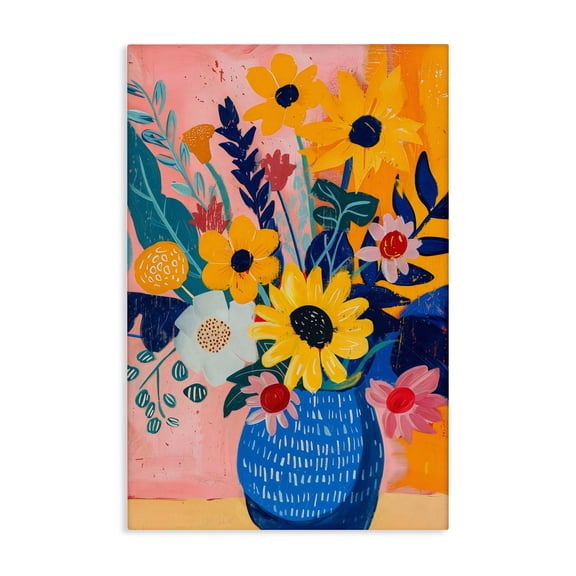 Stupell Industries Eclectic Colorful Floral Vase Canvas Art, 16 x 24, by LSR Design Studio