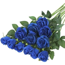 Morttic 12PCS Artificial Silk Flowers Realistic Roses, Bouquet Long Stem for Home Wedding Party Decoration (Blue)