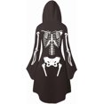 thumbnail image 3 of Halloween Dresses For Women Adult Skeleton Dress Comfy Easy Onesie Jumpsuit With Cozy Hooded, 3 of 7