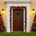 thumbnail image 4 of CozeLy Christmas Wreath Artificial Needle Red Wreath for Front Door Window Winter Wreath, Christmas Hanging Decorations Holiday Door Decor, 4 of 5