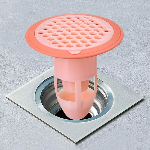 Tapón de desagüe de baño de silicona rosa con cubierta desmontable de desodorante para ducha filtro piso
