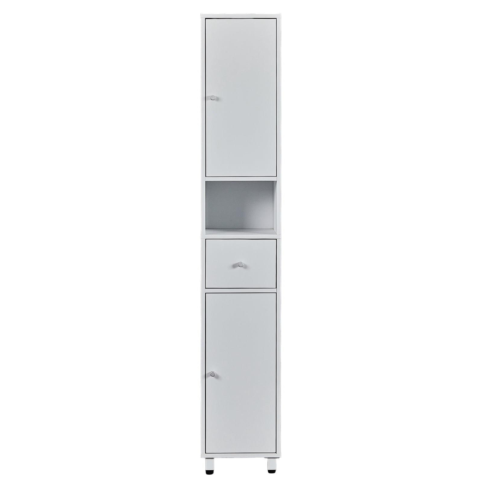 Ktaxon Bathroom Storage Cabinet Narrow Tall, Freestanding Cabinet Storage Tower with 2 Door 1 Drawer, White