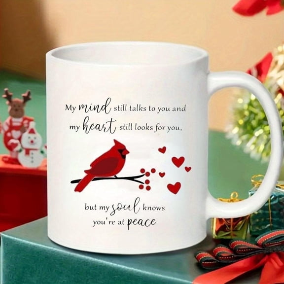 1pc Cardinal Bird Coffee Cup with Cardinal Bird Elegant Red Cardinals Design Durable Cup Coffee Tea Hot Kitchen Easter Thanksgiving Halloween Parties