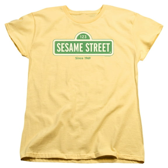 Trevco Sportswear SST104-WT-2 Sesame Street Since 1969 Womens Short Sleeve T-Shirt, Banana - Medium