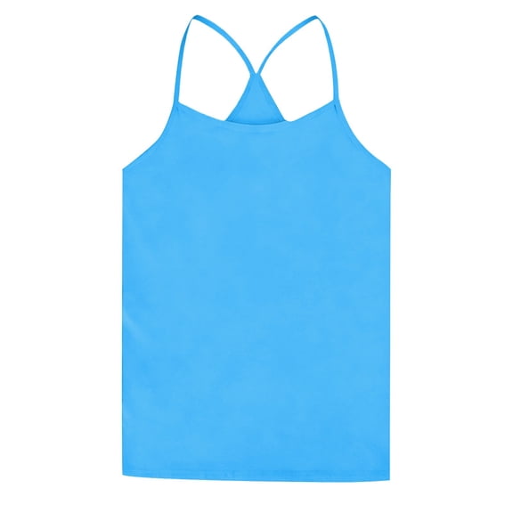 GiLiling Girls Summer Tank Tops Sleeveless Spaghetti Strap Racerback Camisole Kids Cotton Beach Vacation Top (Blue, 7-8 Years)