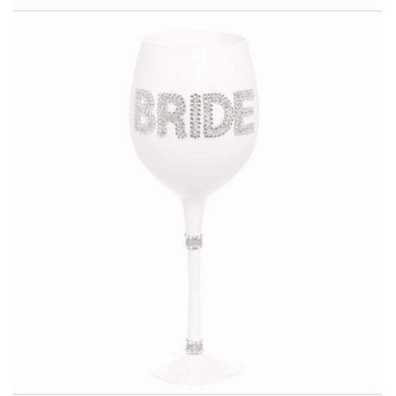 Bachelorette Party Bridal Shower Just Married Bride Glittered Wine Glass