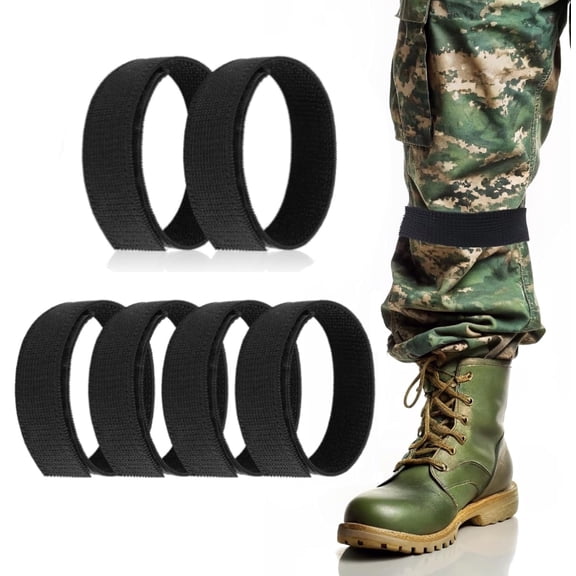 Artrylin 6Pcs Boot Blousers Ankle Hook and Loop, Military Ankle Strap Elastic Military Boot Straps Military Blousing Straps Ankle Hook and Loop Hunting Gardening Hiking Cycling Fishing Military,Black