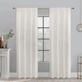 thumbnail image 1 of Loft Living Mitchel Light Filtering Raw Silk Dual Header(Back Tab/Rod Pocket) Single Curtain Panel 54" x 84" in White, 1 of 5