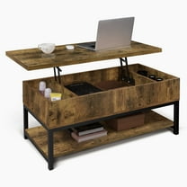 CAPHAUS Lift Top Coffee Table w/ Storage, Coffee Table w/ Bottom Open Shelf, Storage Coffee Table w/ Lift Top for Living Room, Rising Top Coffee Table w/ Hidden Compartment Storage, 41" Rustic Oak