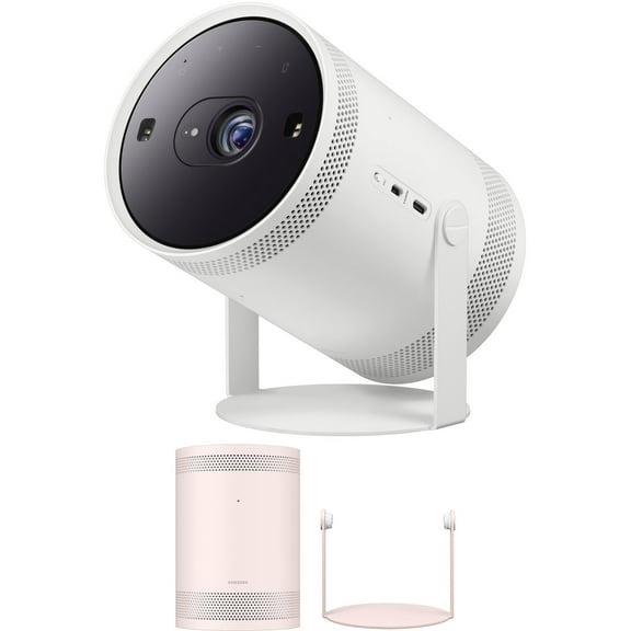 Samsung SP-LFF3CLAXXZA 30-100 Inch The Freestyle Gen2 Smart Projector with a Samsung VG-SCLB00PS The Freestyle Skin and Cradle - Blossom Pink (2023)