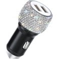thumbnail image 1 of Cargador de coche USB dual, adaptador de coche con cristales brillantes y brillantes para carga rápida, decoración para iPhone Xs Max XR X 8 7 Plus, iPad Pro/Air 2/Mini, S, 1 of 5