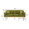 thumbnail image 7 of Velvet Mini Sofa, Accent Sofa, Mid Century Modern Velvet Fabric Couch Convertible Futon Sofa Bed, Recliner Couch, Loveseat Sofa with Rose Gold Metal Feet, for Living Room, Bedroom, Olive, 7 of 7