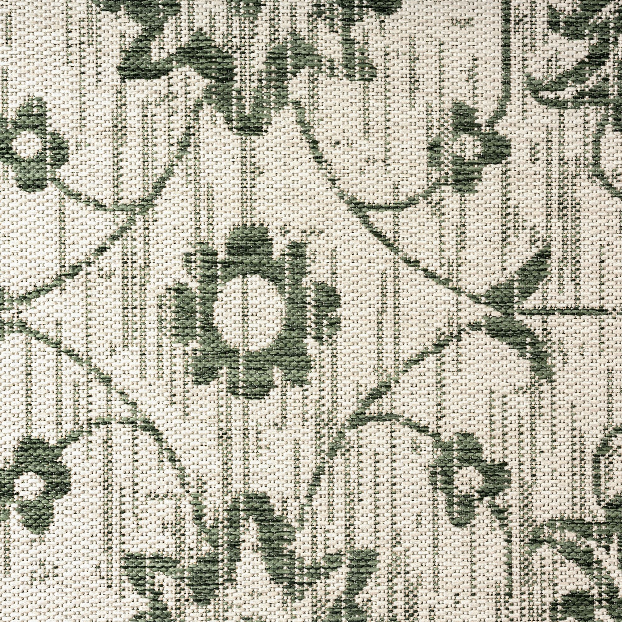 Nicole Miller New York Patio Country Ayala Botanical Floral Indoor/Outdoor Area Rug, Light Green/Ivory , 5'2"x7'2"