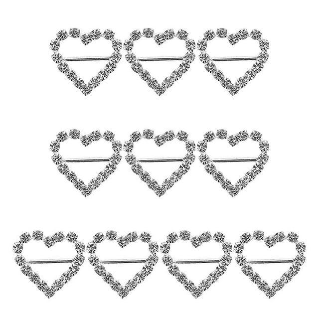 10pcs Alloy Rhinestone Buckle Fashion Alloy Buckle Clothes Alloy Accessories Headwear Alloy Decor (Love Heart Style)