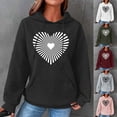 thumbnail image 5 of Hoodies for Women Graphic Heart Print Cute Long Sleeve Waffle Drawstring Pullover Spring Fall Sweatshirts with Pockets(Pink,L), 5 of 5