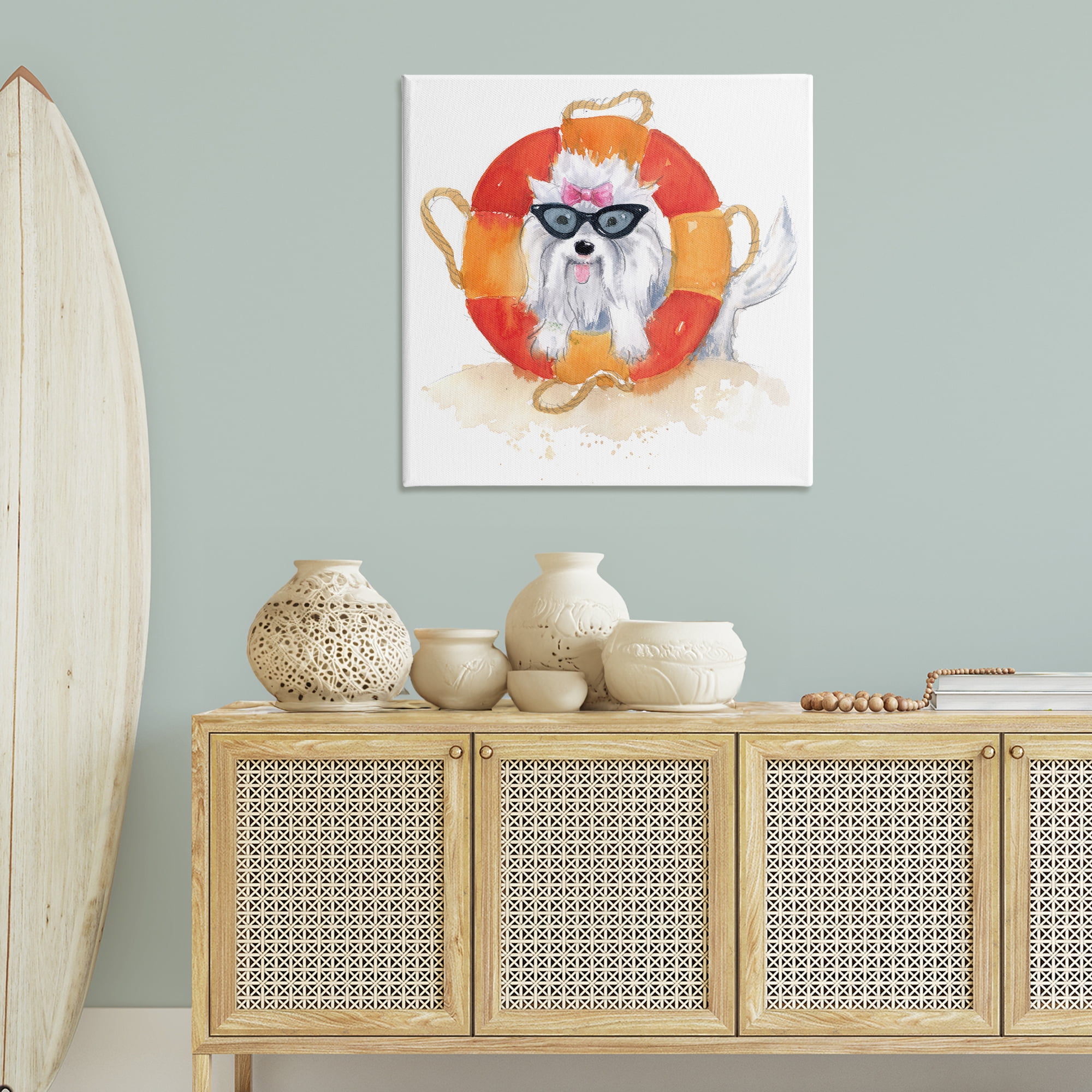Stupell Industries Sandy Dog in Sunglasses Animals Painting Wrapped Canvas Art Print Wall Art, 36 x 36