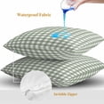 thumbnail image 4 of Throw Pillow Covers 16x16 Inch Set of 2, Sage Green Buffalo Plaid Waterproof Outdoor Pillow Covers, Farmhouse Green White Checkered Decorative Cushion Pillowcases for Couch, Sofa, Bed, Garden, Patio, 4 of 9