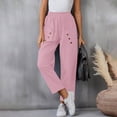 thumbnail image 2 of FUNUONY Lightweight Wide Leg Cropped Pants for Women High Waisted Loose Casual Lounge Travel Work Sweatpants Summer Cotton Linen Pants Summer Comfy Casual Loose Beach Pants with Pockets Pink Xl, 2 of 4