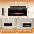thumbnail image 2 of KISSAIR 50’’ 1500W Wall Mounted Recessed Electric Fireplace,12 Flame Color Modes,Touch Screen & Remote Control,Ultra Thin & Low Noise, 2 of 8