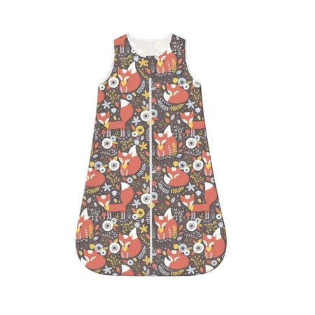 

Fotbe Foxes Pattern Sleep Sack - Baby Wearable Blanket with Zipper Extra Soft Cotton Sleeveless Sleeping Bag for Infants-Small